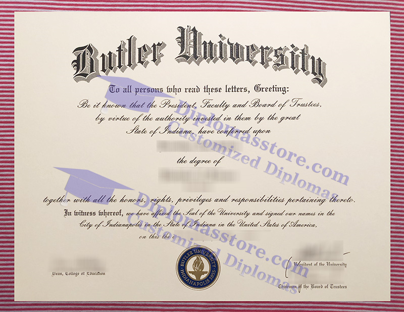 Butler University diploma, Butler University degree,