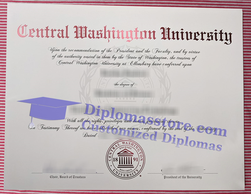 Central Washington University diploma, Central Washington University certificate,