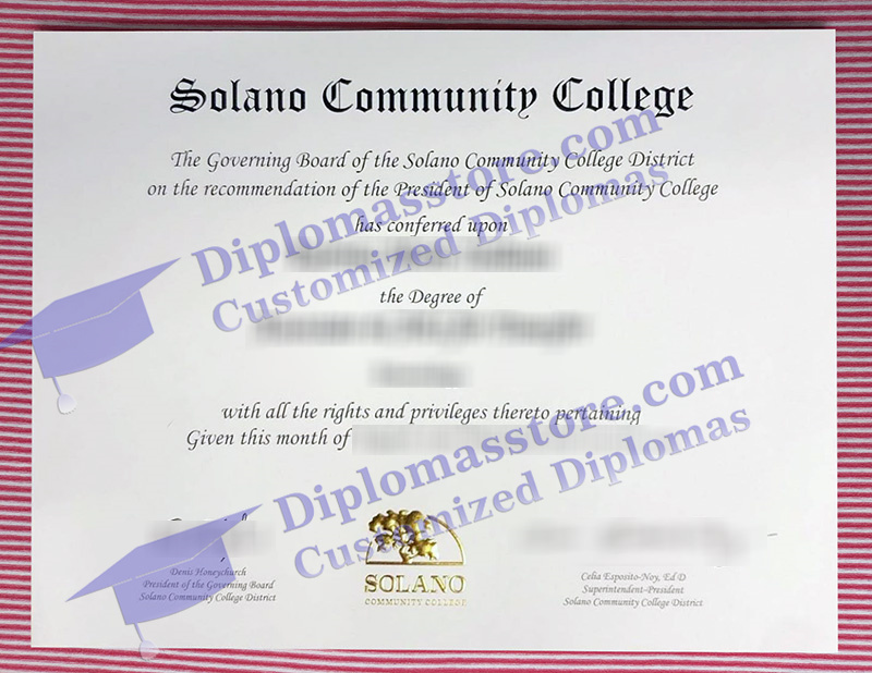 Solano Community College diploma, Solano Community College degree,