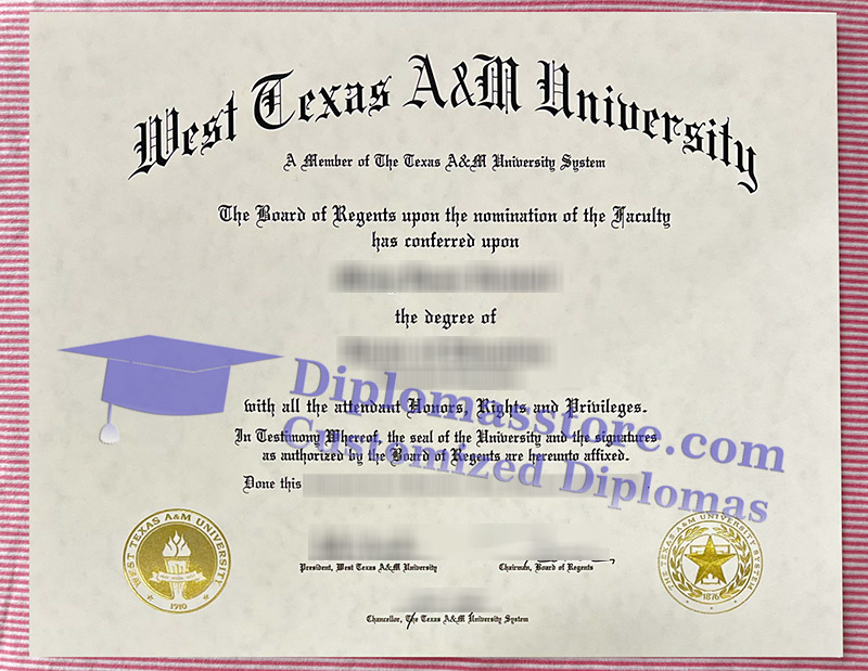 West Texas A & M University diploma, WTAMU degree,