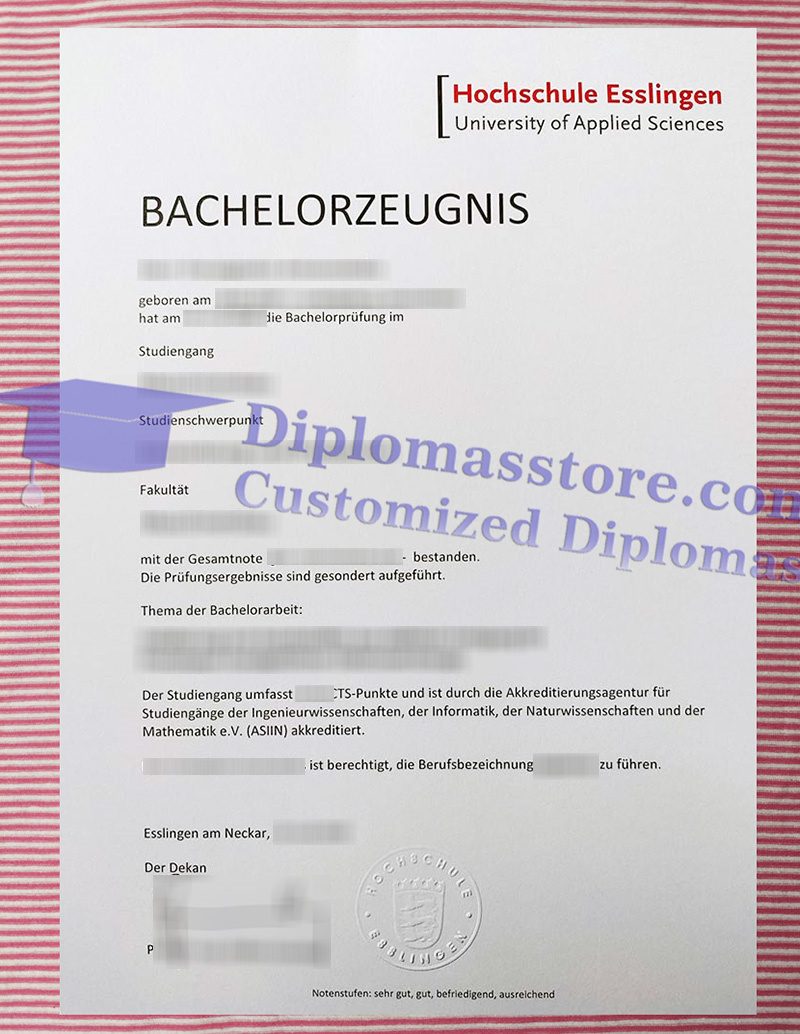 Hochschule Esslingen zuegnis, Hochschule Esslingen transcript,