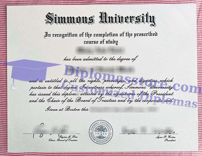 Simmons University diploma, Simmons University degree,