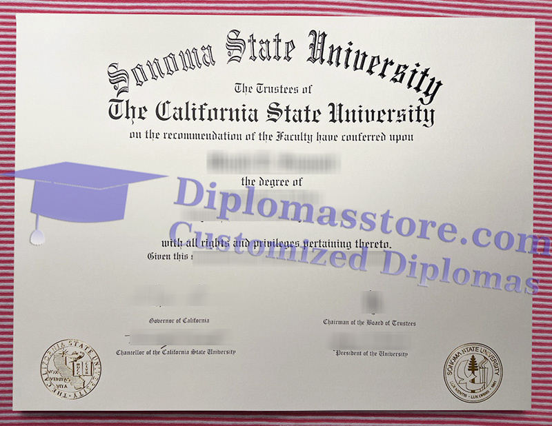 Sonoma State University diploma, Sonoma State University degree,