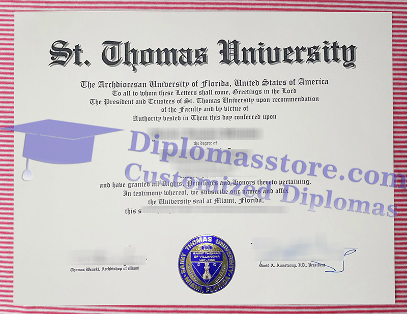 St. Thomas University diploma, St. Thomas University certificate,