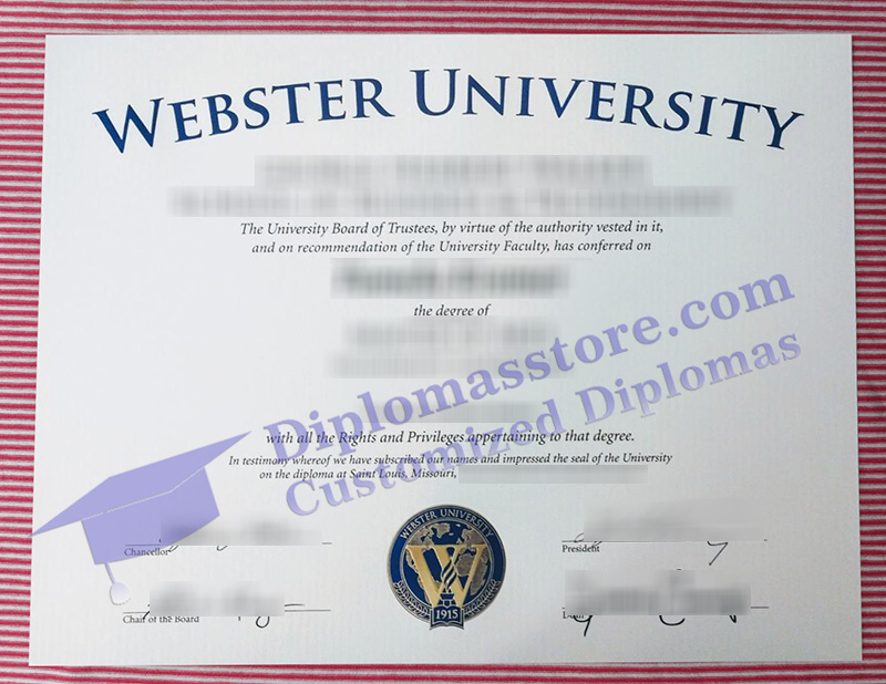 Webster University diploma, Webster University certificate,