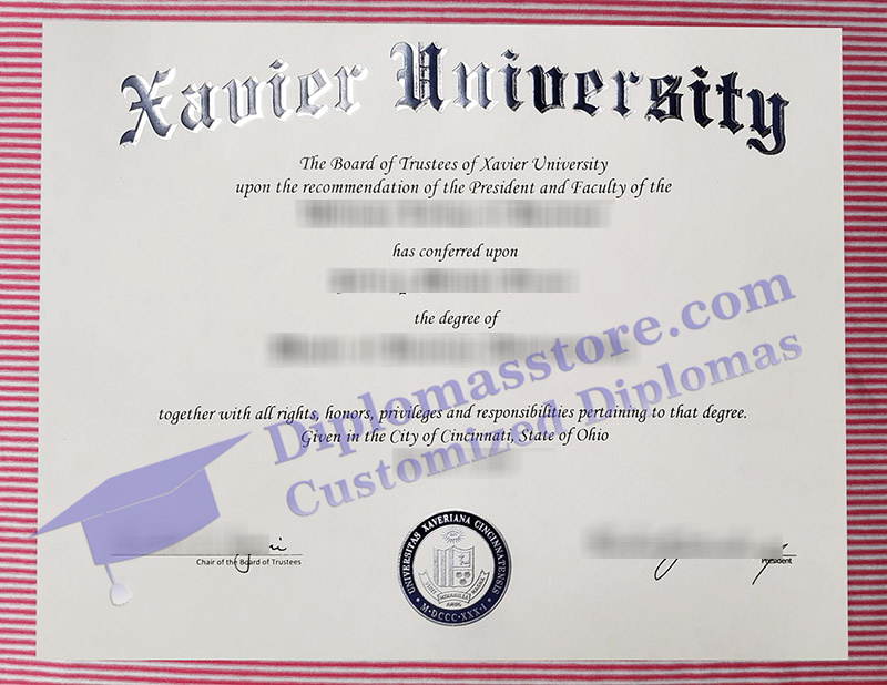 Xavier University diploma, Xavier University certificate,