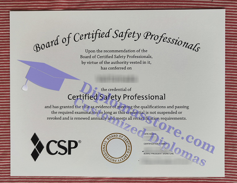 certified safety professional certificate, CSP certificate,