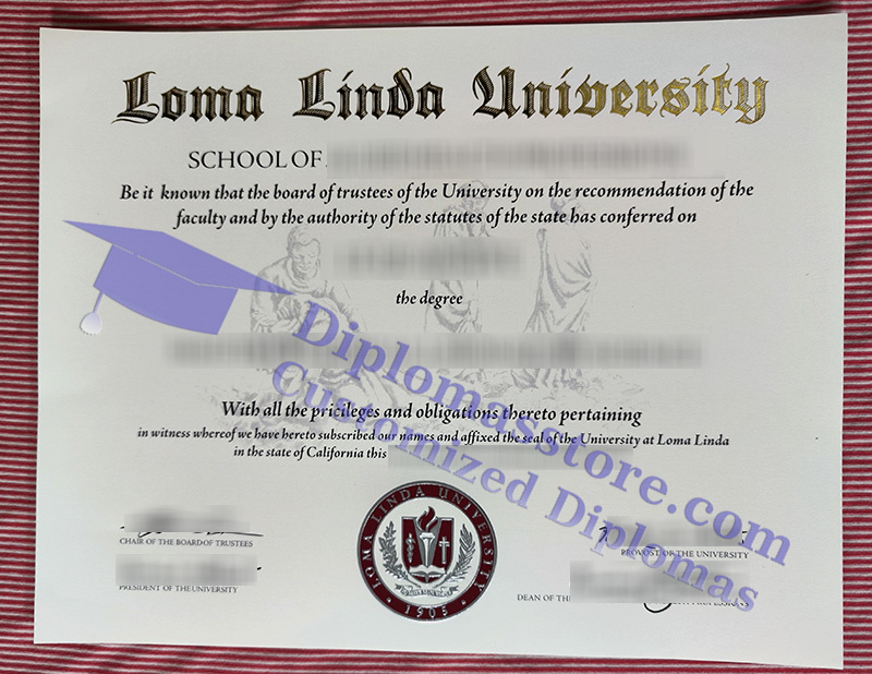 Loma Linda University diploma, Loma Linda University certificate,