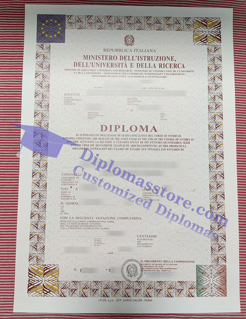 Ministero dell'Istruzione diploma, Italy high school diploma,