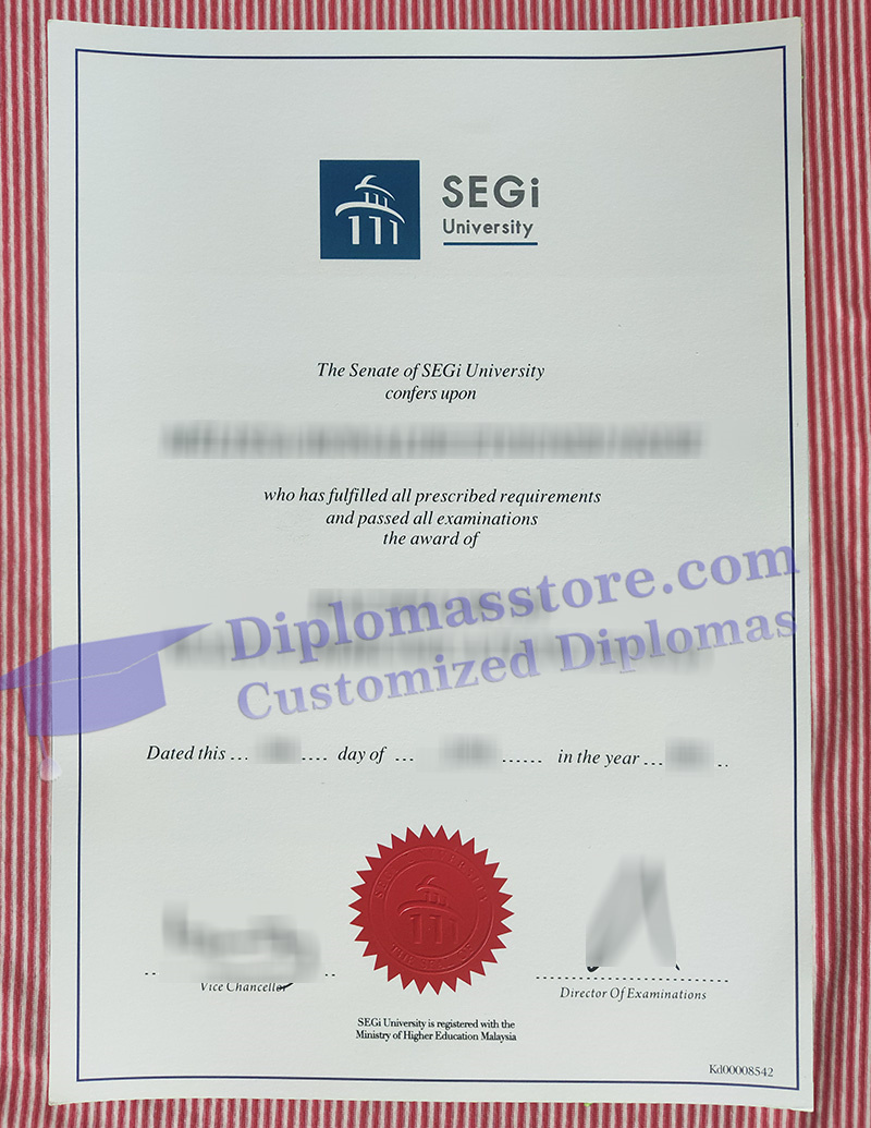 Segi University degree, Segi University certificate,