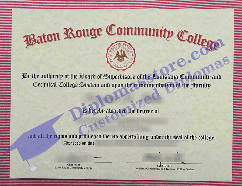 Baton Rouge Community College diploma, Baton Rouge Community College certificate,