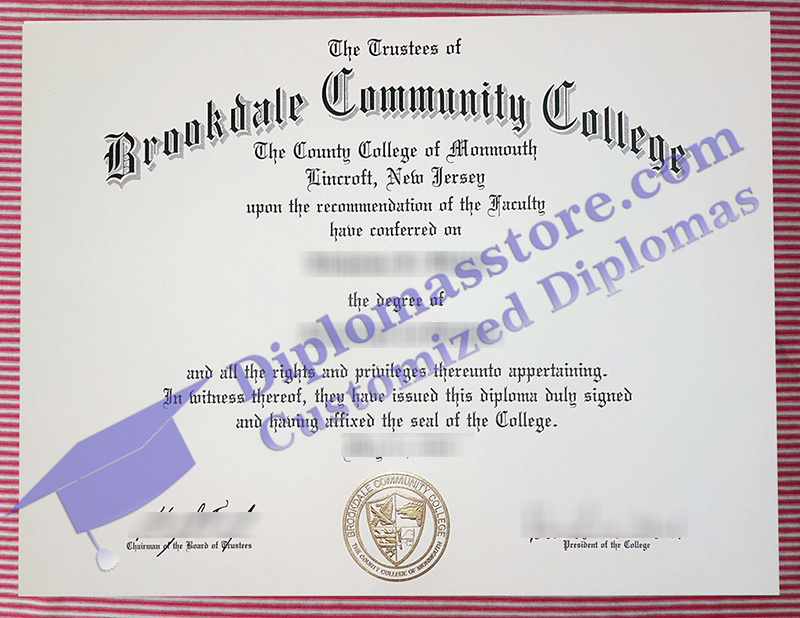 Brookdale Community College diploma, Brookdale Community College certificate,