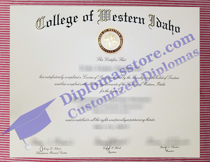 College of Western Idaho diploma, College of Western Idaho certificate,