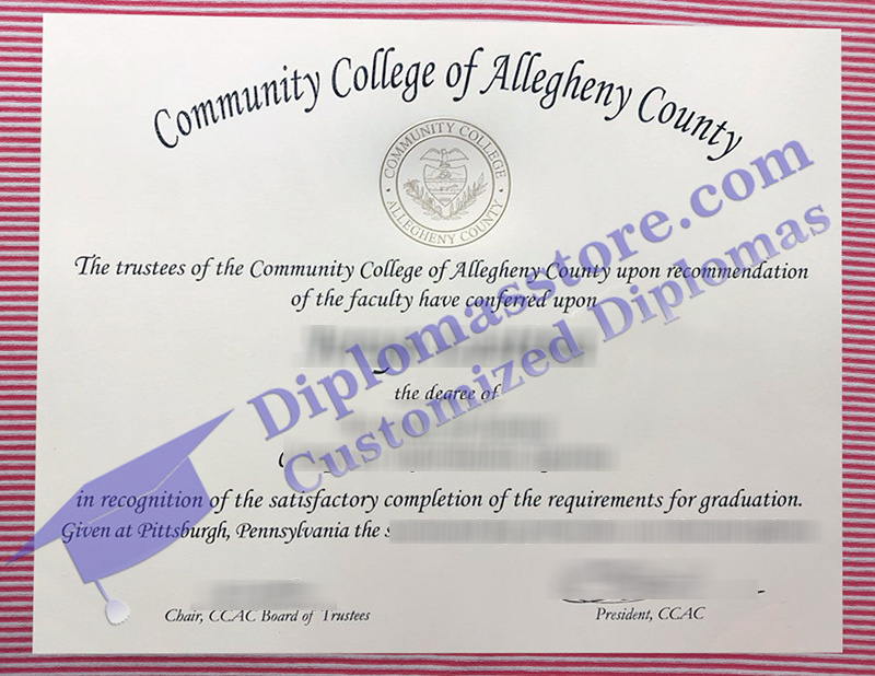 Community College of Allegheny County diploma, CCAC certificate,