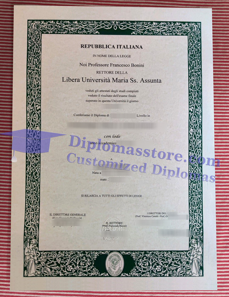 Libera Università Maria Ss. Assunta laurea, Libera Università Maria Ss. Assunta diploma,