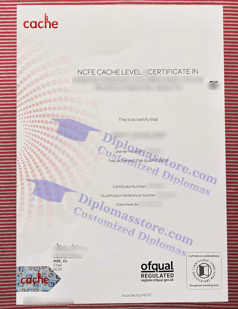 NCFE certificate, CACHE certificate,