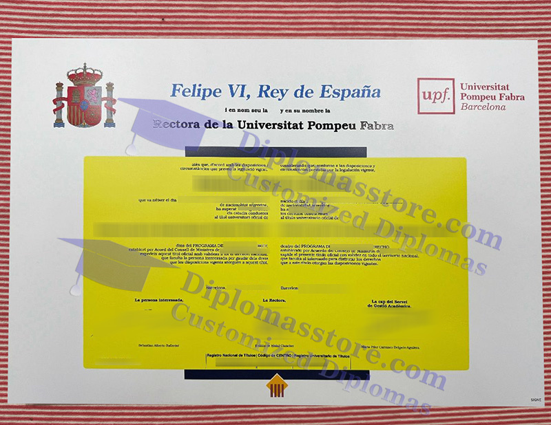 Universitat Pompeu Fabra título, Universitat Pompeu Fabra diploma,