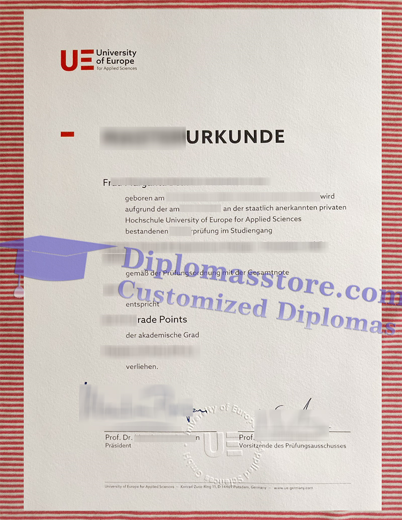 University of Europe urkunde, University of Europe degree,