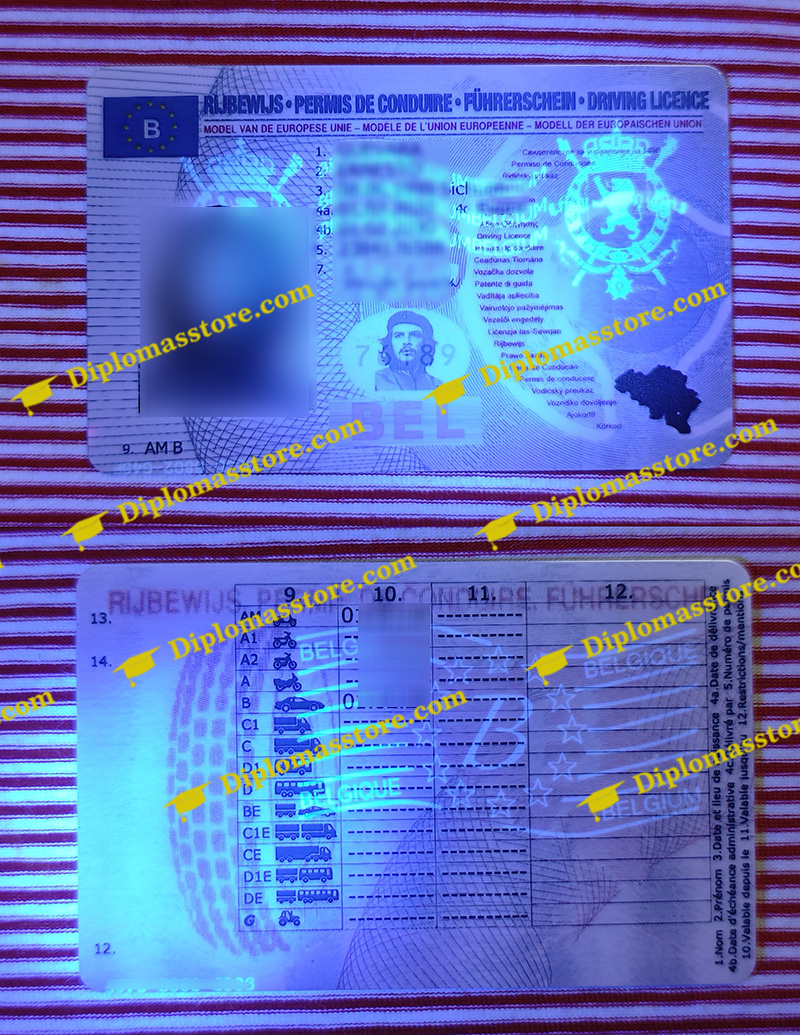 Belgium Driver license under UV light