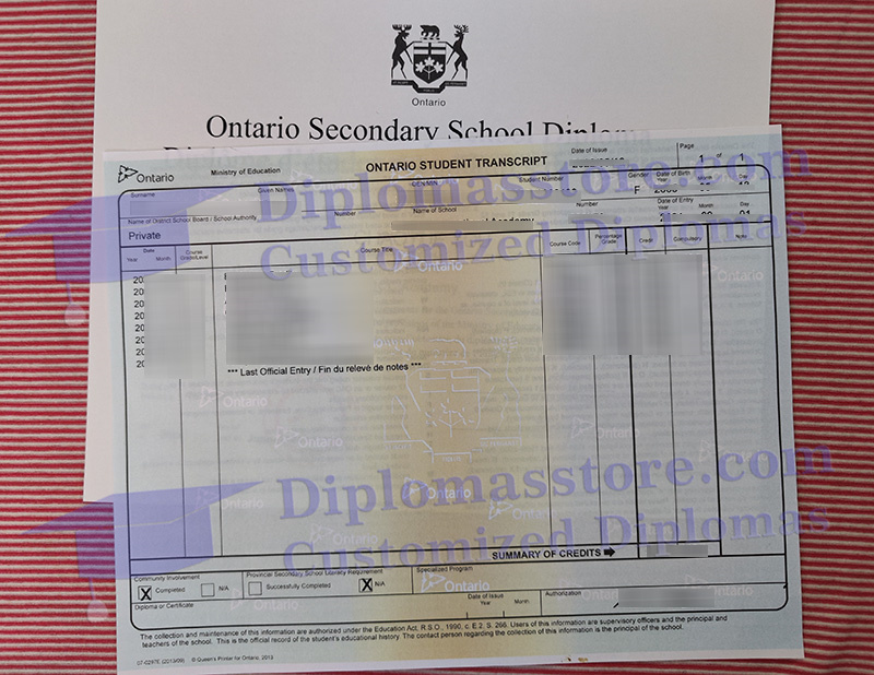 Ontario Student Transcript, OSSD transcript,