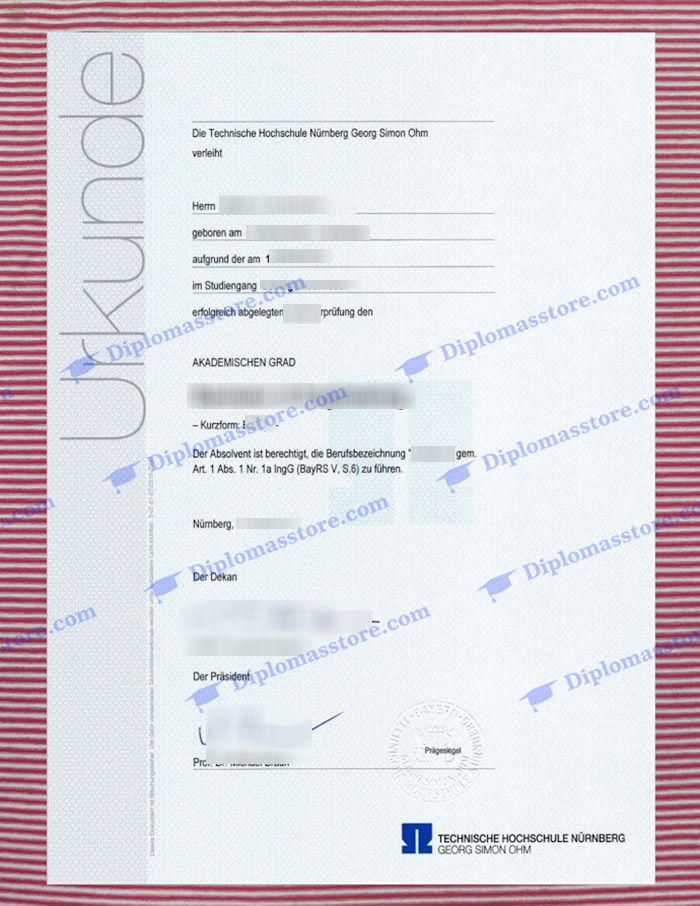 Technische Hochschule Nürnberg urkunde, TH Nürnberg degree,