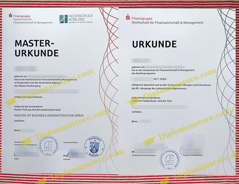 Hochschule für Finanzwirtschaft & Management urkunde, Germany MBA degree,