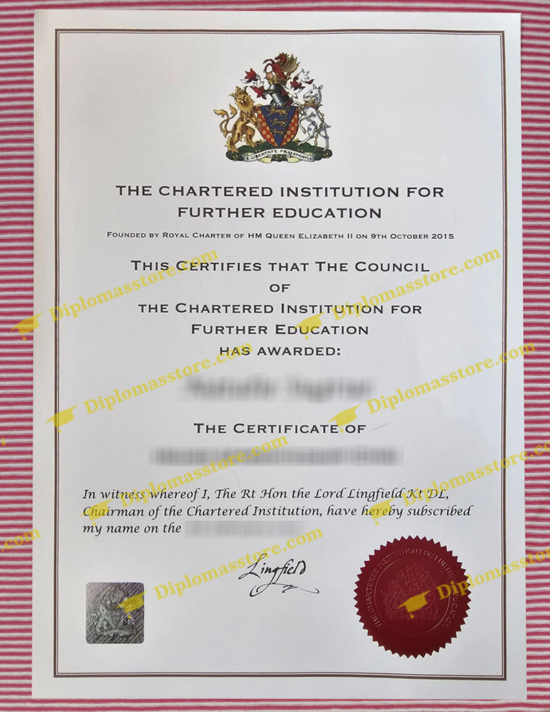 Chartered Institute for Further Education certificate, CIFE certificate,