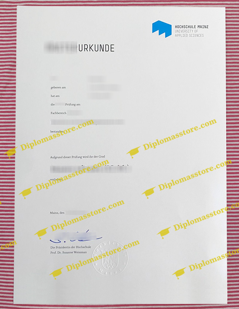 Hochschule Mainz urkunde, Hochschule Mainz diploma,