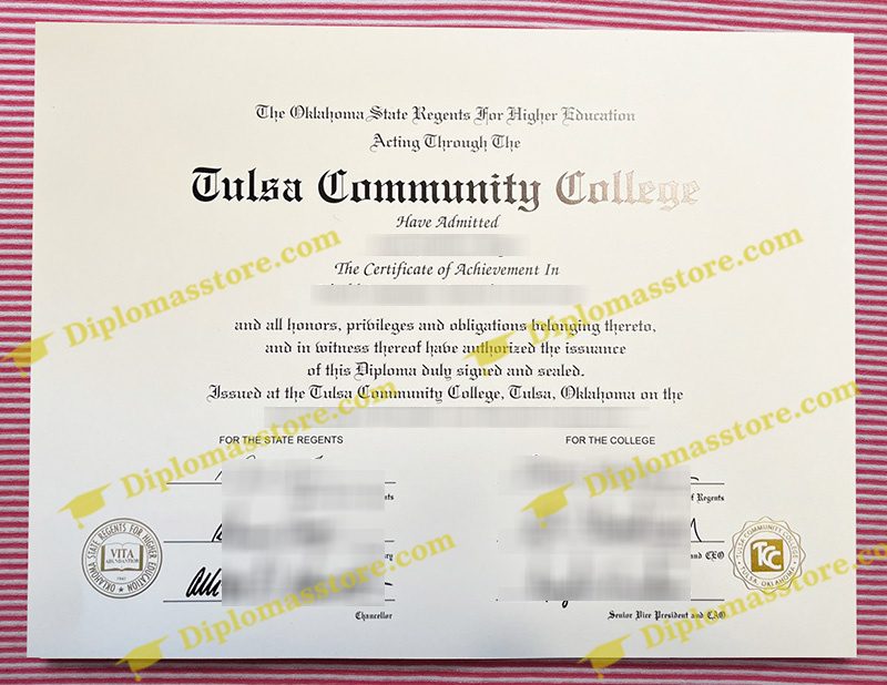 Tulsa Community College diploma, Tulsa Community College certificate,